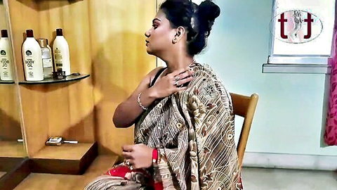 Indian beauty in saree, big boobs ready for mechanic's doggystyle pounding