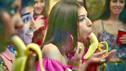 Mimi Keene seductively sucking banana at party with friends