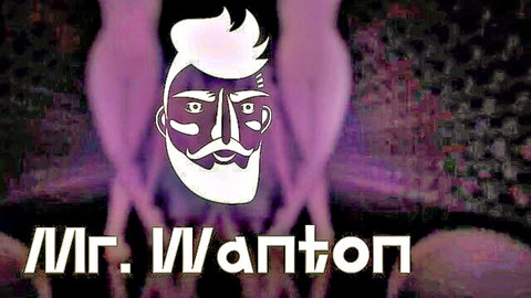 Stylized bearded man portrait Mr. Wantonton purple glow Snu-Snu edition