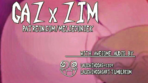 Gaz x Zim cartoon title card with Patreon watermark and audio credits