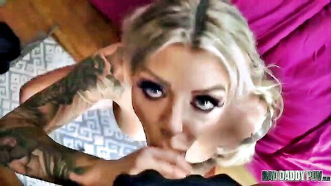 Karma Rx blonde stepdaughter seductive POV tease with tattoos