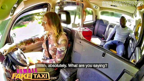 Ava Austen in floral dress drives fake taxi with handsome black passenger, teasing horny encounter