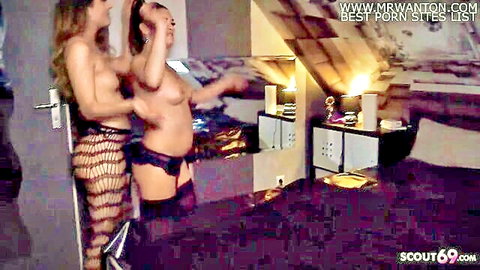 Stella and Lisa German teens in lingerie for creampie bukkake gangbang
