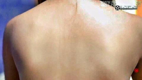 Sexy South Asian woman's smooth nude bare back view from behind