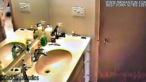 Bathroom mirror reflection in taboo sister fantasy porn video