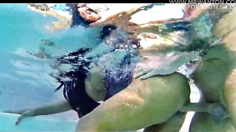 Kiara Mia in steamy underwater sex scene with intense pool penetration