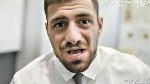 Intense man in suit from Pure Taboo cheating wife caught with coworker scene