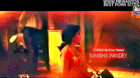 Nimisha Pandey in red saree blouse, seductive pose from Gandi Baat S01 E04 Indian series