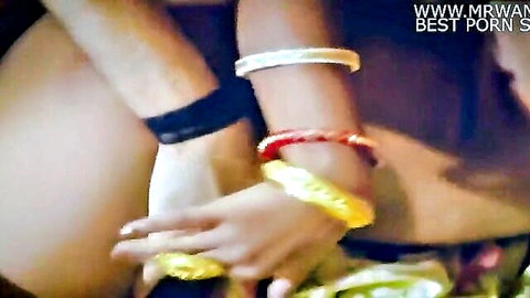 Desi wife handjob with colorful bangles in quick night session