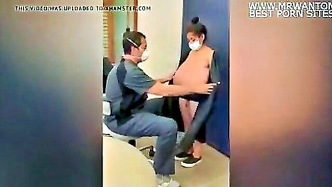 Teen Latina with macromastia in medical exam, huge tits exposed