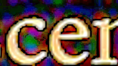 Pixelated glowing 'CANCER' text on dark background, hairy hentai porn thumbnail