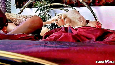 Blonde nympho wife in lingerie cheating with big dick stranger