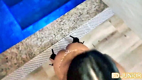 Val Mineirinha in black heels spreading legs for anal with Ed Junior, Latina POV