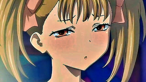 Blonde hentai girl with red ribbons blushing ahegao face tongue out seductive expression