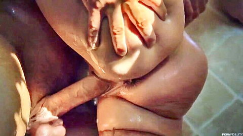 Brandi Love enjoys intense shower penetration with partner