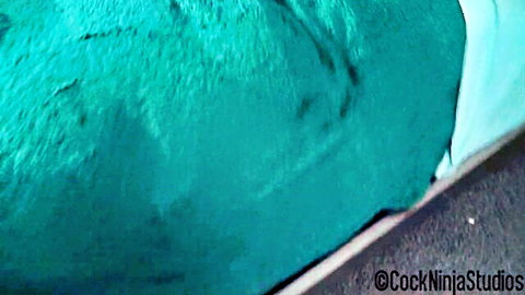 Cock Ninja teasing under cyan blanket in My Mom Dresses