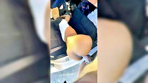 Amateur couple caught fucking in parking lot car sex