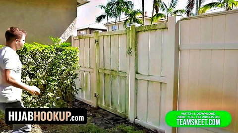 Sophia Leone teases neighbor in backyard for steamy hookup