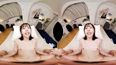 Naughty Japanese teen in VR POV uncensored nude spread yoga pose