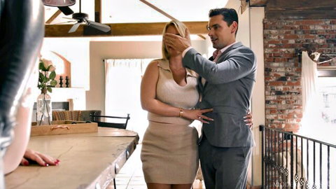 Rachael Cavalli blindfolded by Ryan Driller in teasing threesome