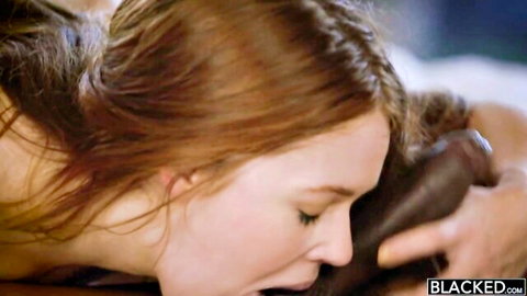 Kimberly Brix close-up blowjob on Jason Brown's BBC in steamy threesome
