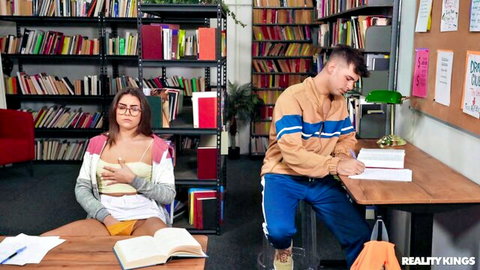 Selina Bentz and Kai Jaxon in library study session turning wild, POV cowgirl and more
