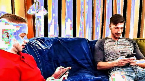 Jordan and fit guy on couch in gay creampie teaser scene