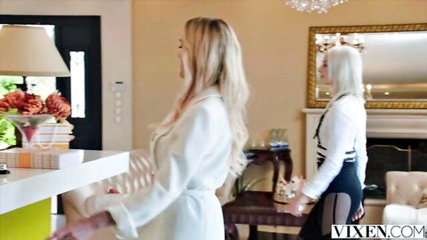 Blonde models Vanessa and Eve in elegant threesome tease, Vixen style