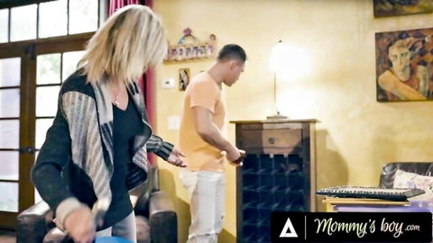 Blonde MILF Payton Hall teases stud neighbor in cozy home