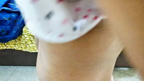 Young South Asian teen bends over bed exposing tight shaved pussy and bare ass