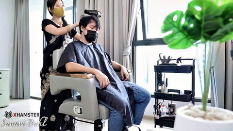 Hot Indian MILF Barbie in desi salon haircut scene