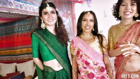 Satine Summers, Nina White, Nikki Slick in sexy Indian sarees at bachelorette party