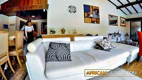 Hot ebony model in African casting session, teasing for role
