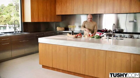 Graycee Baybee's Tushy debut - man cooking in kitchen tease