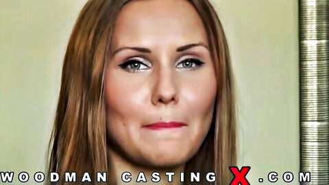 Sabrina blonde with natural big ass in Woodman casting close-up