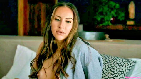 Melissa Stratton topless in seductive pose from double penetration scene