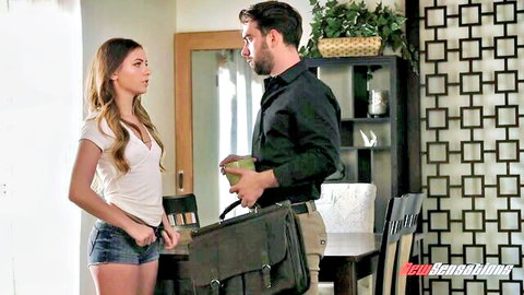 Logan Pierce confronts sexy brunette Summer in tight tank top and shorts
