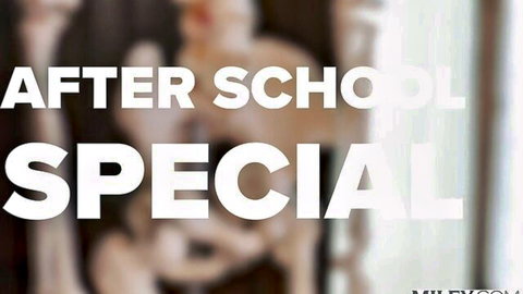Blonde MILF in after school special taboo porn thumbnail with blurred hardcore scene