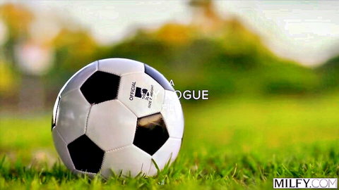 Fit soccer mom with huge tits teases in soccer-themed adult scene