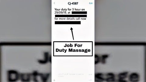 Duty massage job ad screenshot on mobile with call details censored
