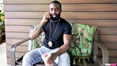 Muscular black man on phone in Cory Chase Gotham Chase Vol. 2 parody