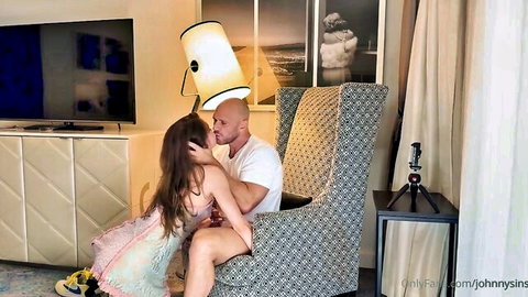 Eden Ivy passionately kissing handsome man in short dress