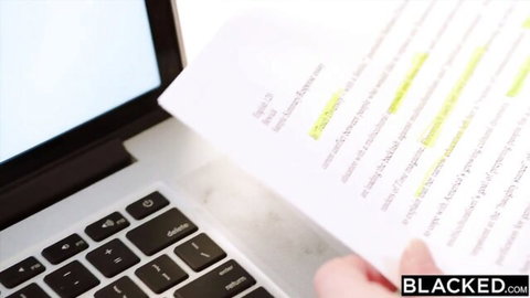 Ella Hughes interracial threesome with BBC in dorm, Blacked