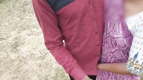 Indian couple embracing outdoors in passionate tease for Hindi vlog