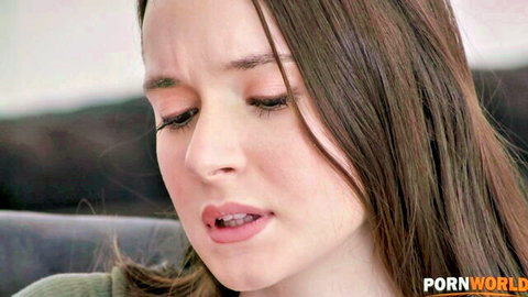 Hazel Moore's aroused close-up in taboo stepdad teen sucking scene