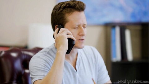 Isiah Maxwell on intense phone call in Big Boob Babysitter scene with Skylar Snow