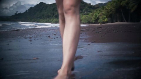 Ivy Wolfe bare ass and pussy exposed walking on tropical beach honeymoon