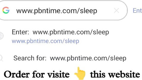 Google search screenshot promoting pbntime.com/sleep website with enter and order text