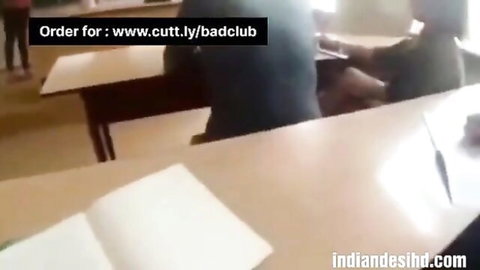 Indian babe in saree bent over classroom desk fucked hard doggy style by rough guy