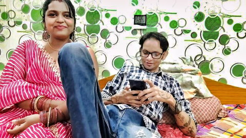Mature Indian stepmom in saree with stepson, casual intimate chat